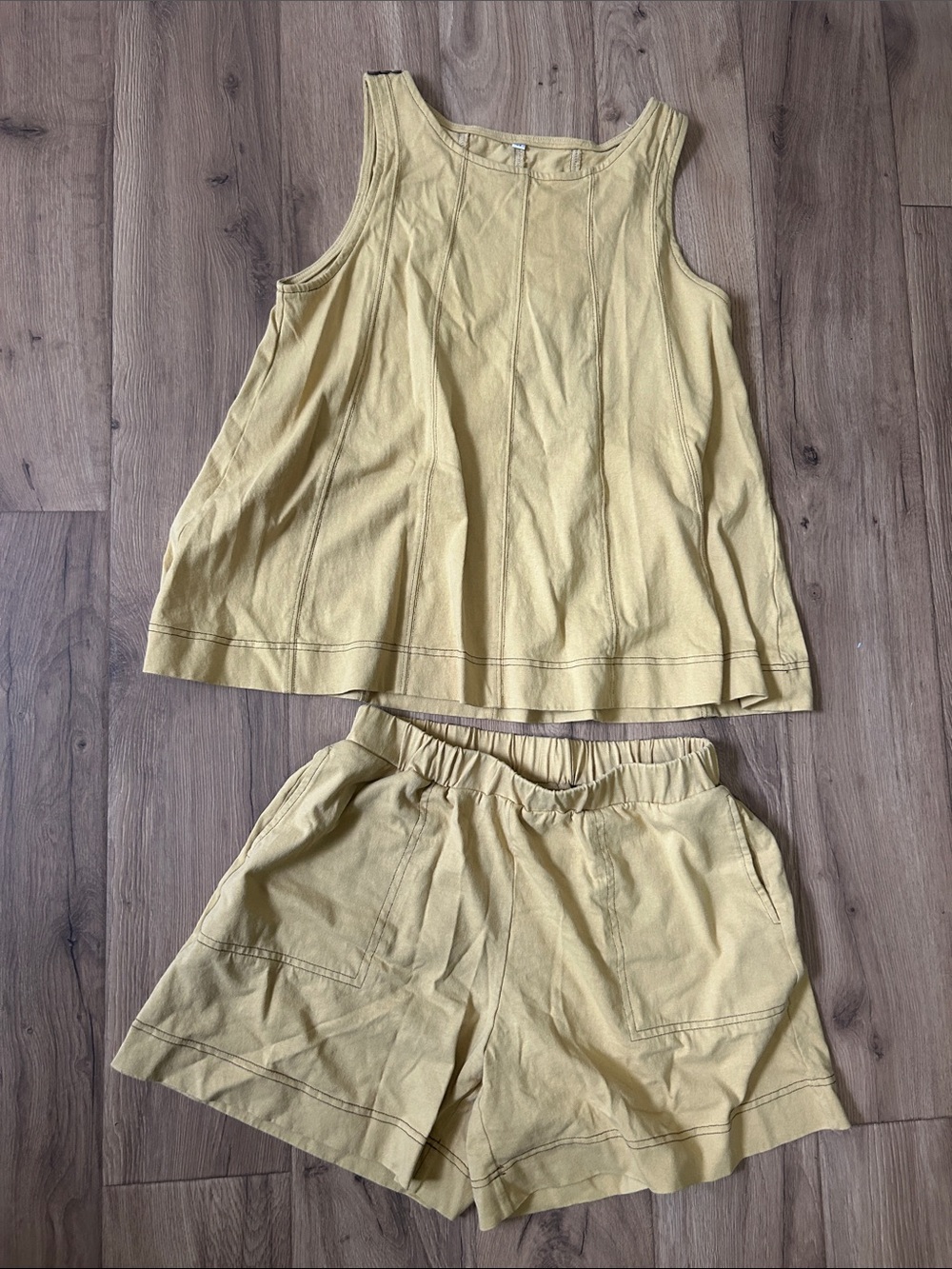 Yellow Two-Piece Tank & Shorts Set